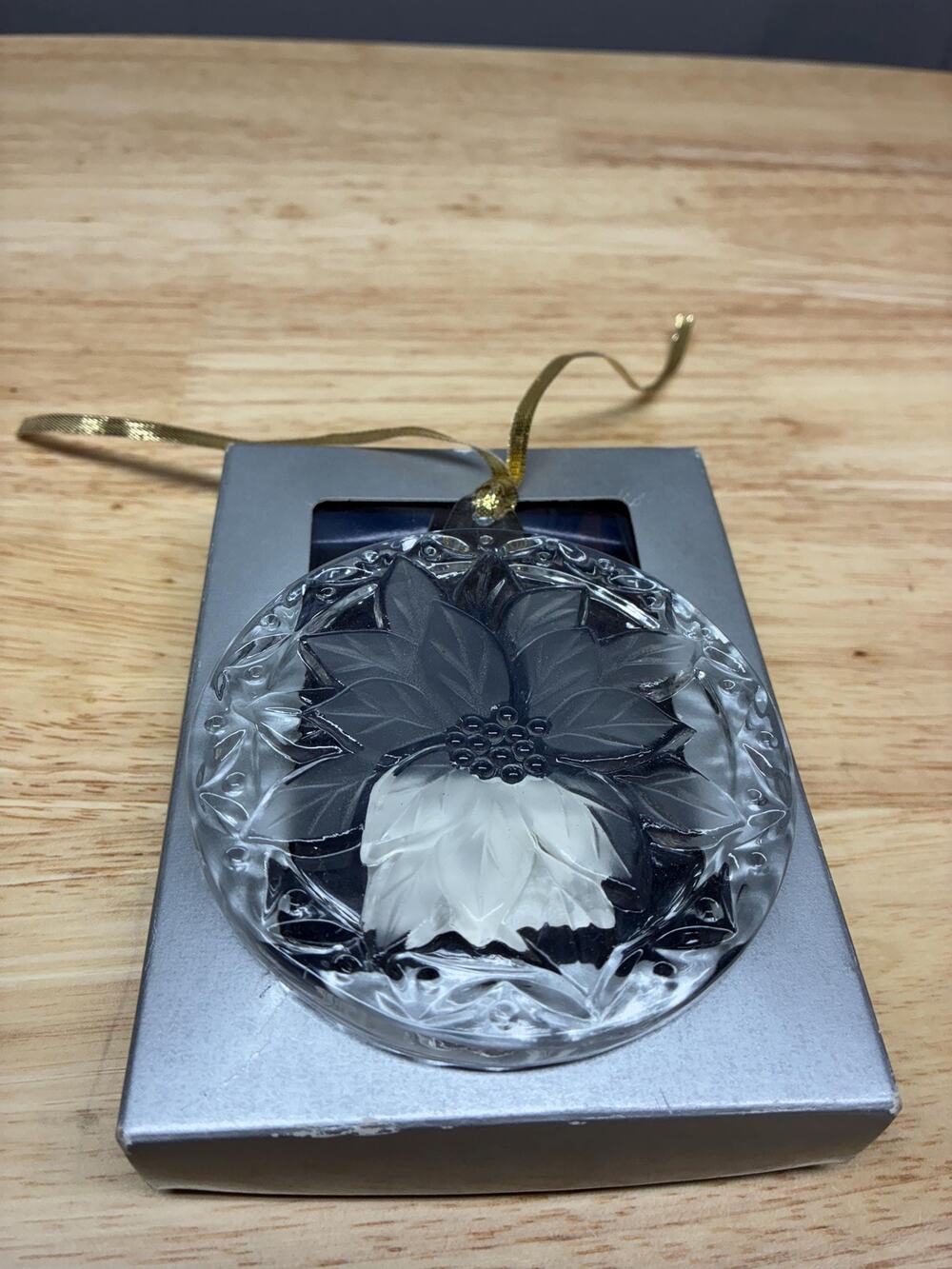 Mikasa Festive Poinsettia Crystal Ornament 3.25” | Vintage 1990s | Made in Japan
